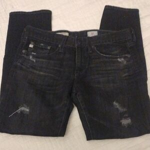 Ag Adriano Goldschmied Black Skinny Jeans Distressed